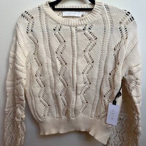 ASTR The Label Soulmate Pointelle Knit Sweater - Size Small - Cream - NWT